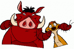 Timon & Pumbaa with a worm